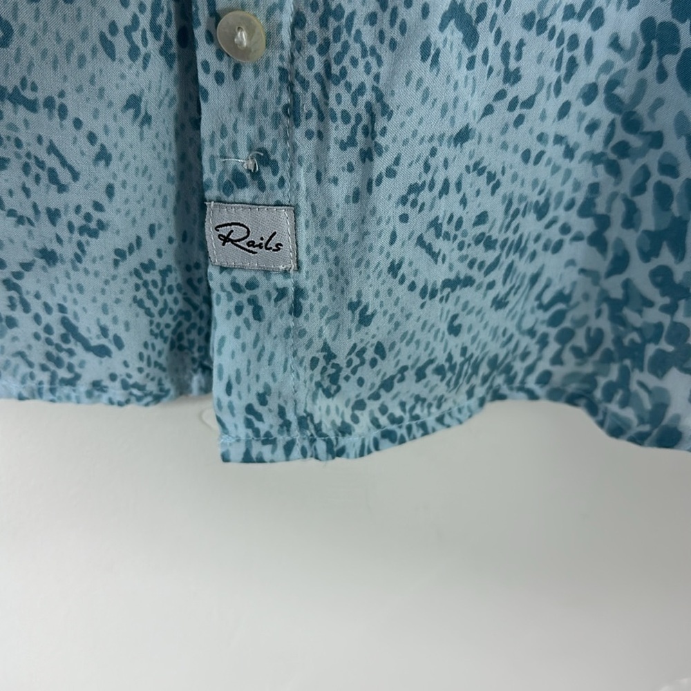 Rails Blue Python Josephine Long Sleeve Button Front Top Small - Picture 7 of 13